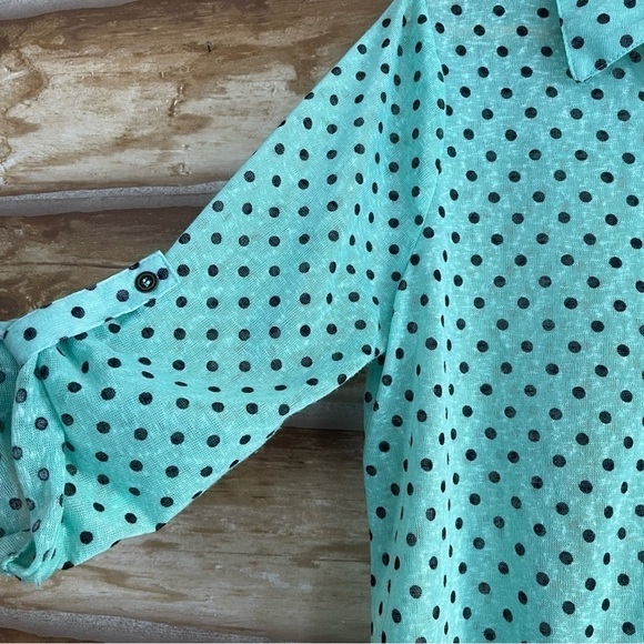 Polkadot semi sheer button front waist tie top XL (Juniors 15-17) - Picture 6 of 10